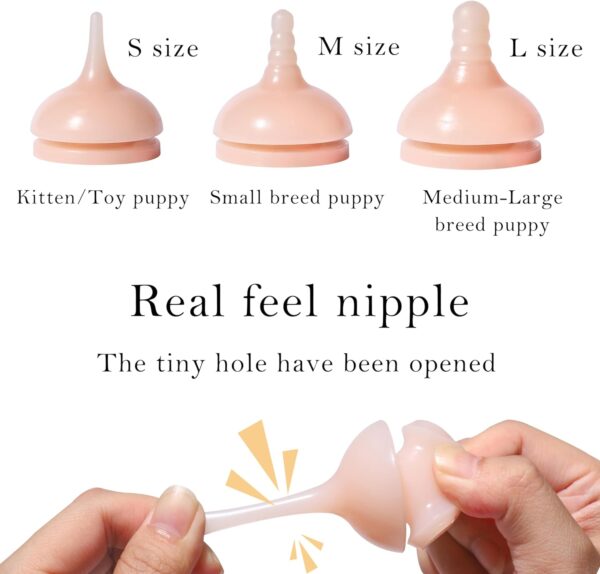 Pet Feeder Bottle,Silicone Feeding Nipple and Syringes for All Breed of Puppies,Kittens and Other Animals Dongdong pet (1 Bottle+3 Size Nipple+1 Syringe) - Image 2