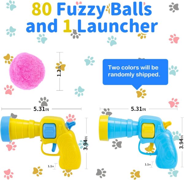 81Pcs Cat Ball Launcher Gun,Funny Interactive Cat Toys for Bored Indoor Adult Cats, 80Pcs Plush Cat Toy Balls with 1 Launcher, Cat Fetch Toys, Cute Kitten Kitty Toys for Training,Playing - Image 3