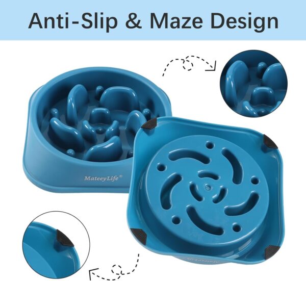 MateeyLife Slow Feeder Dog Bowls, Anti-Choking Puzzle Dog Food Bowls, Non Slip Interactive Dog Feeding Bowls Slow Down Eating, Bloat Stop Maze Dog Dishes Dog Feeder for Medium Large Breeds DarkBlue - Image 4