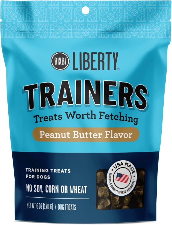 BIXBI Liberty Trainers, Peanut Butter - Small Training Treats for Dogs - Low Calorie, All Natural, Grain Free Dog Treats