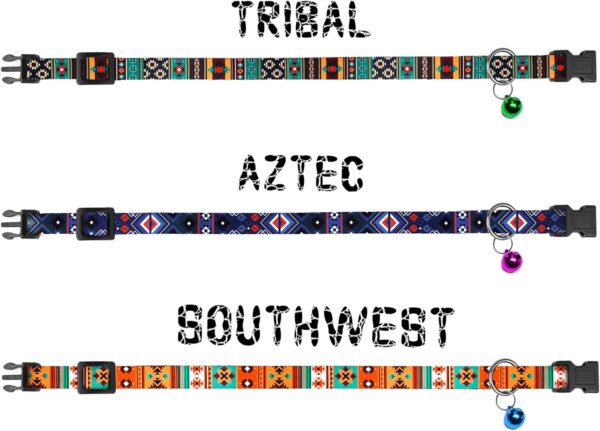 Cat Collar Breakaway 2PCS Adjustable Pattern Tribal Aztec Southwest Safety Pet Collars for Cats Kitten (Tribal + Southwest) - Image 3