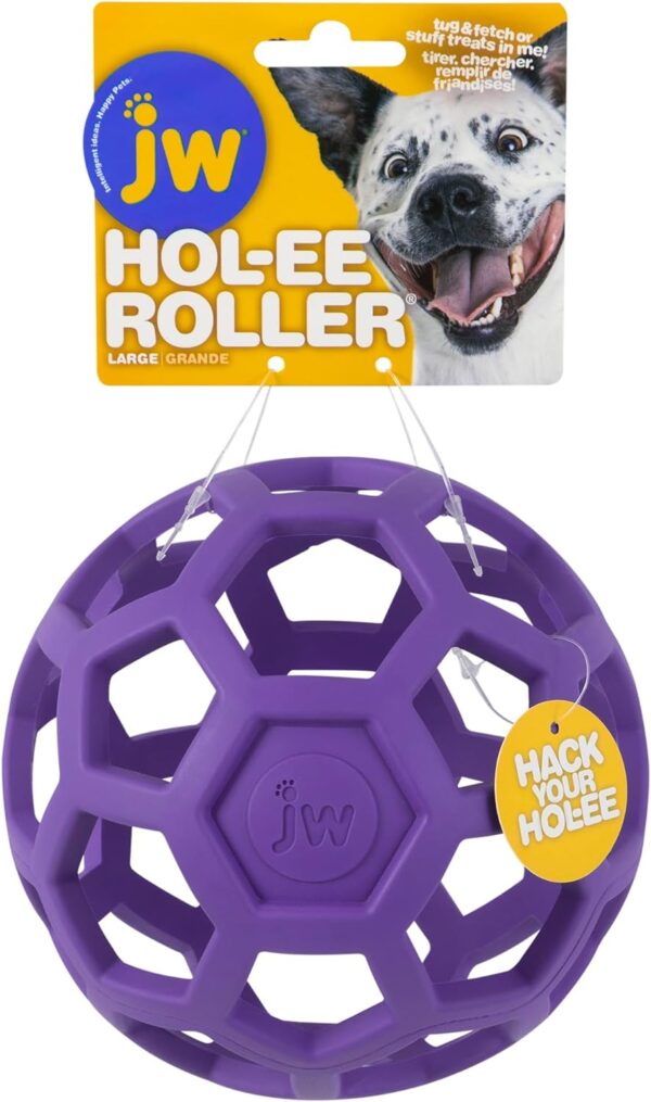 JW Pet Hol-ee Roller Dog Toy Puzzle Ball, Natural Rubber, Large (5.5 Inch Diameter), Colors May Vary - Image 2