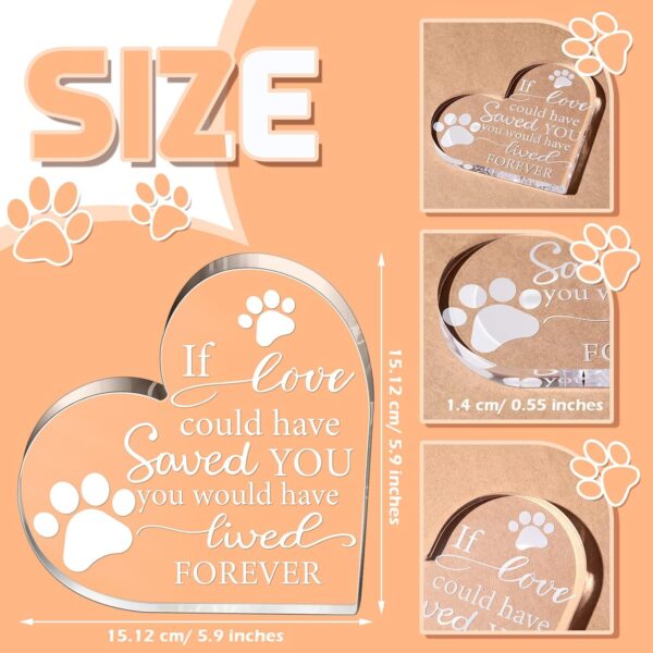 Pet Memorial Gift Pet Keepsake Gift Sympathy Gift for Loss Remembrance Gifts Cat Memorial Gifts Bereavement Crystal Acrylic Heart Decor Crystal Acrylic Heart Condolence Gifts for Loss of Loved One - Image 2