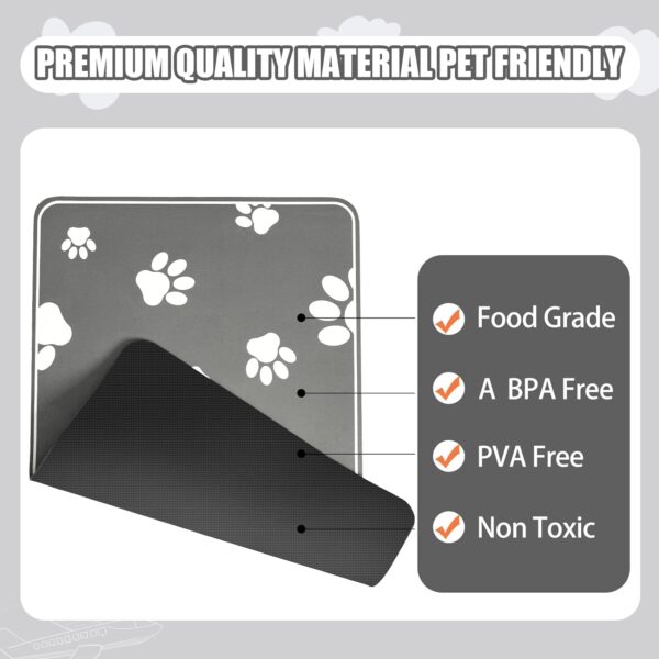 JUCFHY Pet Feeding Mat Absorbent Dog Food Mat No Stains Waterproof Dog Mat for Food and Water, Easy Clean Dog Bowl Mat Puppy Supplies Dog Accessories & Products, Dark Grey, 19''×12'' - Image 2