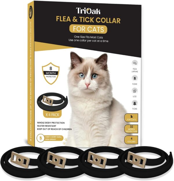 Flea Collar for Cats: 4 Pack Cat Flea Collar - Flea and Tick Collar for Cats - Cat Flea and Tick Collar - Kitten Flea Collar, 4 Pack