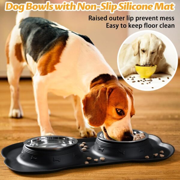 Hubulk Pet Dog Bowls 2 Stainless Steel Dog Bowl with No Spill Non-Skid Silicone Mat + Pet Food Scoop Water and Food Feeder Bowls for Feeding Small Medium Large Dogs Cats Puppies (M, Black) - Image 6