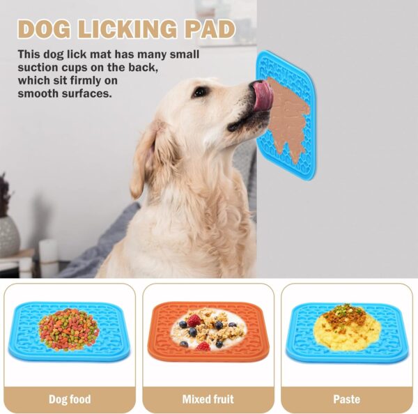 Lick Mat for Dogs Slow Feeder Licking Mat Anxiety Relief Lick Pad with Suction Cups for Peanut Butter Food Treats Yogurt, Pets Bathing Grooming Training Calming Mat - 2 Pack - Image 2