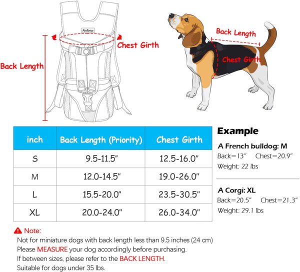 PetBonus Pet Front Dog Carrier Backpacks, Adjustable Dog Backpack Carrier, Legs Out Easy-fit Dog Chest Carrier for Medium Small Dogs, Hands Free Dog Front Carrier for Hiking, Cycling (Black, S) - Image 5