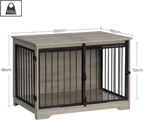 Dog Crate Furniture, 39.4" Double Door Dog Crate with Barn Door, Dog Kennel Indoor, End Side Table Wooden Dog Crate for Small Medium Large Dog, Anti-Chew Anti-Escape, Greige DFC02305B - Image 8