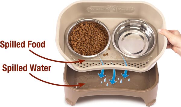 Neater Feeder - Express Model - Mess-Proof Dog Bowls (Small, Cappuccino) – Made in USA – Elevated, No Spill, Non-Tip, Non-Slip, Raised Stainless Steel Food & Water Pet Bowls - Image 3