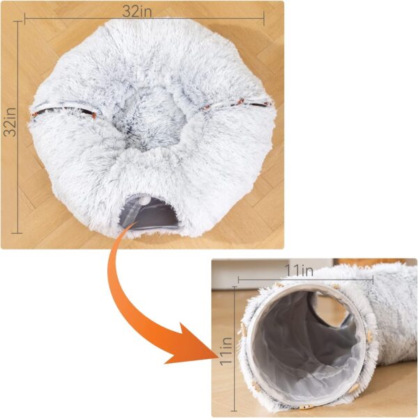 Plush Cat Tunnel with Cat Bed for Indoor Cats,Multifunctional Cat Toys for Small Medium Large Cat. - Image 6