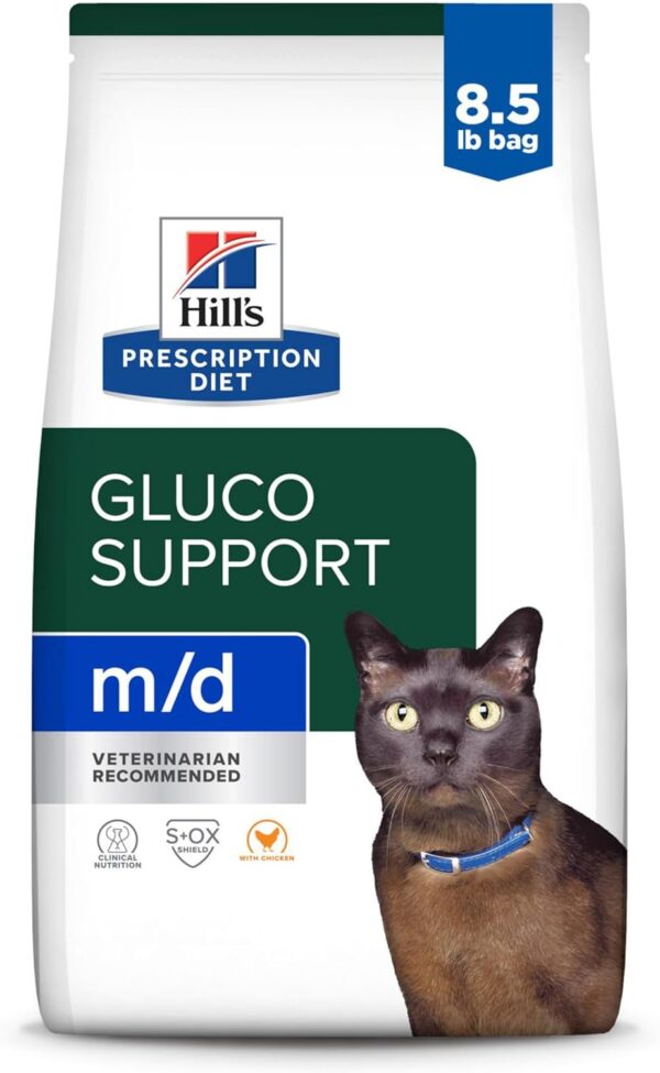 Hill's Prescription Diet m/d GlucoSupport Chicken Flavor Dry Cat Food, Veterinary Diet, 8.5 lb. Bag