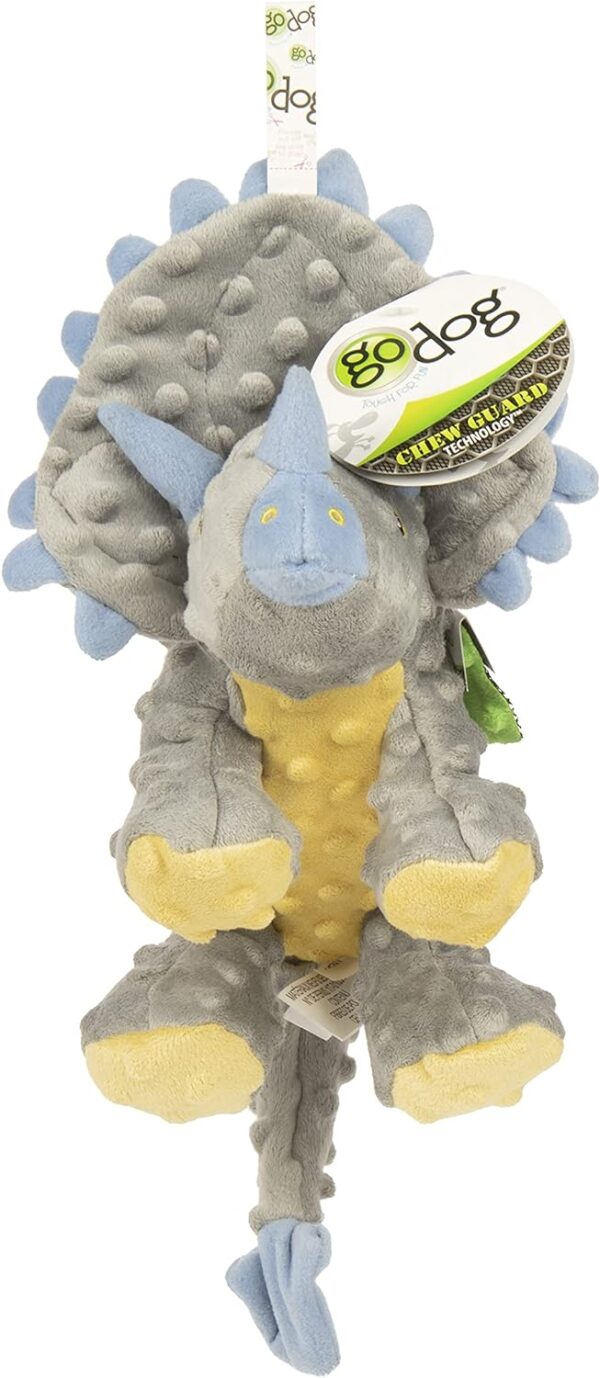 goDog Dinos Frills Squeaky Plush Dog Toy, Chew Guard Technology - Gray, Large - Image 6