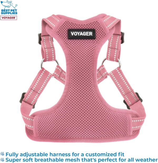 Best Pet Supplies Voyager Adjustable Dog Harness Leash Set with Reflective Stripes for Walking Heavy-Duty Full Body No Pull Vest with Leash D-Ring, Breathable All-Weather - Harness (Pink), S - Image 2