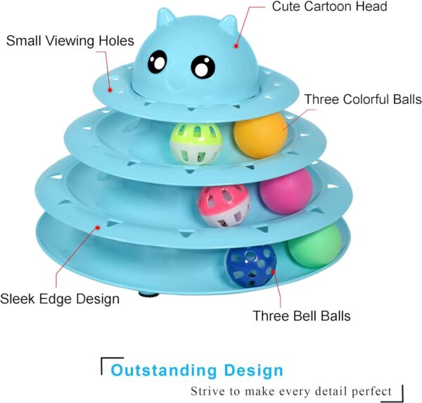 UPSKY Cat Toy Roller 3-Level Turntable Cat Toys Balls with Six Colorful Balls Interactive Kitten Fun Mental Physical Exercise Puzzle Kitten Toys. - Image 4