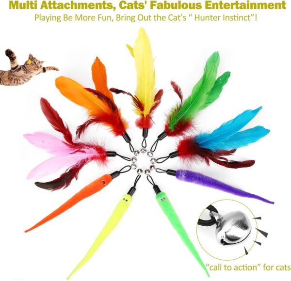 Interactive Cat Toys - Retractable Wand Toy and Feather Toys Refills for Indoor Cats to Chase and Exercise - Image 5