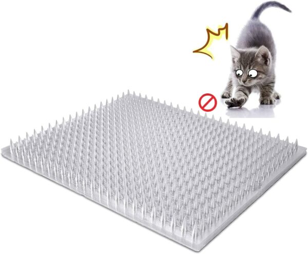 8 Pack Cat Deterrent Outdoor/Indoor Scat Mat, Pet Deterrent Training Mats, Keep Cats/Dogs Away Plastic Mats with Spikes, 12 Sq.ft, 16 x 13 Inches