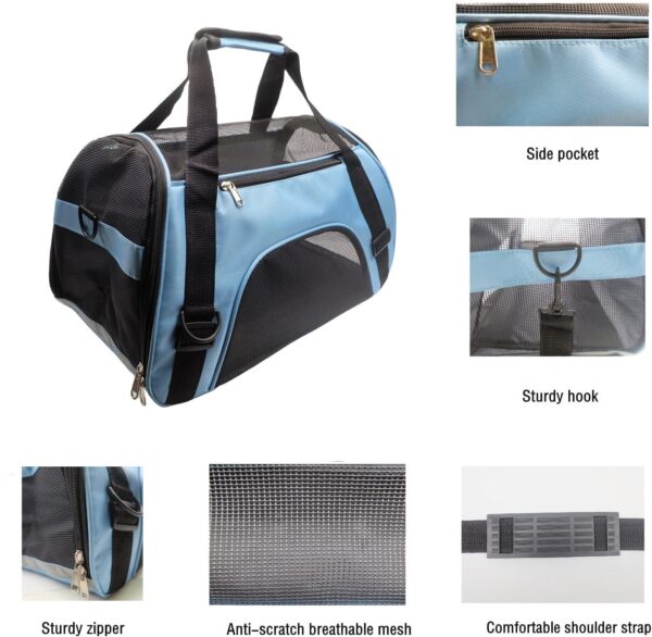 Pet Carrier Airline Approved Cat Carrier Dog Carrier for Medium Small Cats Small Puppy Kitten,Dog Cat Pet Travel Carrier (Small, Blue) - Image 4