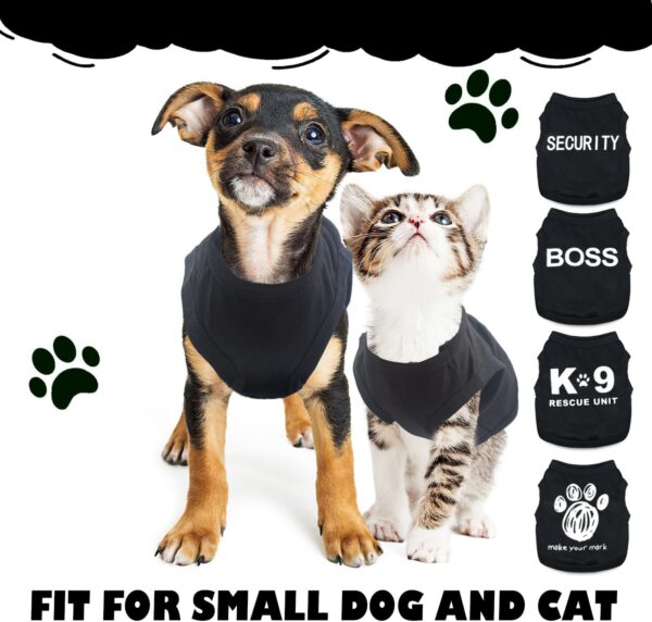 4 Pieces Chihuahua Clothes Dog Clothes for Small Dogs Boy Summer Teacup Yorkie Clothes Spring Letter Security Boss Dog Shirts Soft Puppy Clothes Tiny Dog Outfit Pet Cat Clothing XXS Black - Image 3