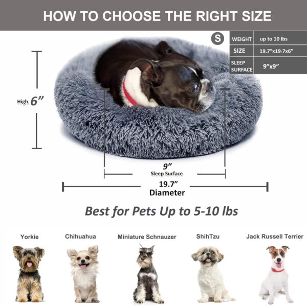 Small Calming Dogs Bed for Small Dogs Anti-Anxiety Machine Washable Fluffy Luxury Anti-Slip Waterproof Mute Base Warming Cozy Soft Pet Puppy Round Bed - Image 4