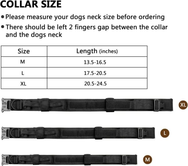 DAGANXI Tactical Dog Collar, Adjustable Military Training Nylon Dog Collar with Control Handle and Heavy Metal Buckle for Medium and Large Dogs, with Patches and Airtags Case (L, Black) - Image 3