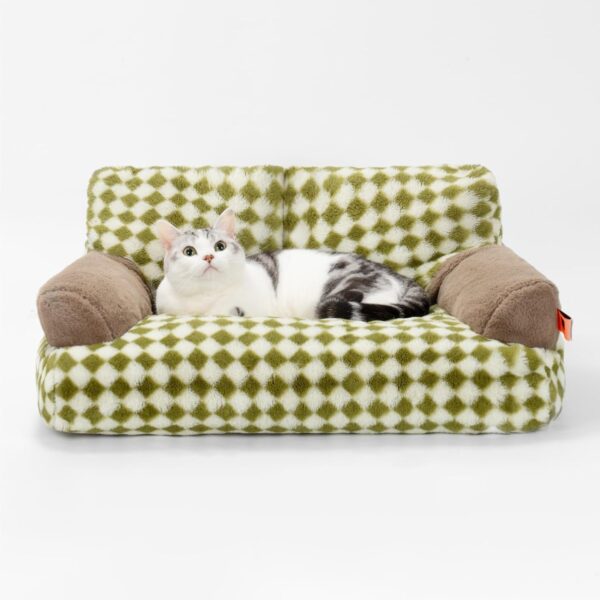 MEWOOFUN Pet Couch Bed, Washable Cat Beds for Medium Small Dogs & Cats up to 25 lbs, Dog Beds with Non-Slip Bottom, Fluffy Cat Couch, 26×19×13 Inch (Green) - Image 7