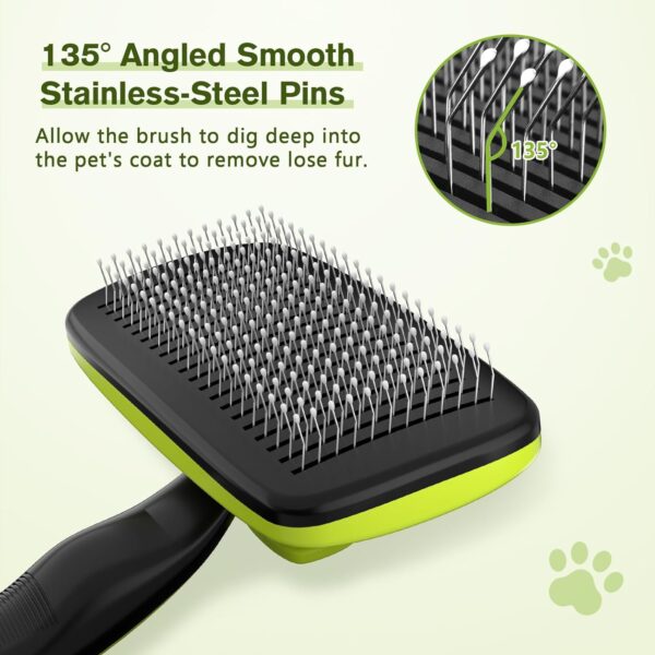 Pecute Self-Cleaning Slicker Brush for Dogs, Cats, Lightweight Dog Brush for Shedding Massaging Grooming, Cat Brush Gently Removes Loose Fur Undercoat for Small Dogs Cats Rabbits of All Hair Types - Image 5