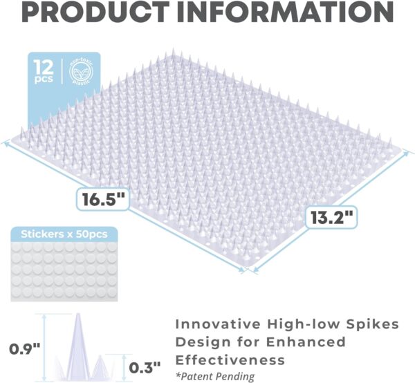 12 Pack Upgraded Scat Mat For Cats - 16 x 13 Inch Cat Repellent Mat With Uneven Spikes Is An Effective Pet Training Mat Device For Cat Repellent Indoor & Outdoor To Deter Cats & Other Animals - Image 2