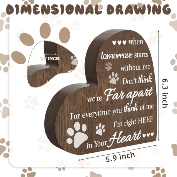 Maitys Pet Memorial Gifts Bereavement Remembrance Gifts for Loss of Dog Cat Sympathy Condolence Gifts Heart Shaped Wood Sign When Tomorrow Starts Without Me Wooden Plaque for Table Desk Decor (Brown) - Image 2