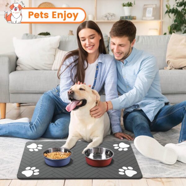 Pet Feeding Mat-Absorbent Pet Placemat for Food and Water Bowl, with Waterproof Rubber Backing, Quick Dry Water Dispenser Mat for Dog and Cat,12"x20" - Image 8