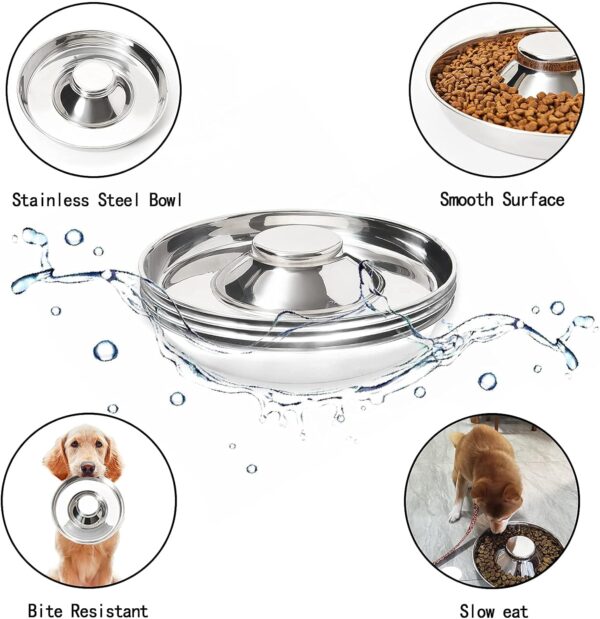 Stainless Steel Puppy Bowls, Set of 2 Puppy Feeder, Dog Food and Water Bowl, Food Feeding Weaning for Small Medium Large Dogs, Pets, M - Image 3