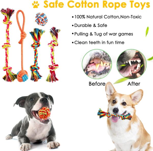 Dog Puppy Toys 23 Pack, Puppy Chew Toys for Fun and Teeth Cleaning, Dog Squeak Toys,Treat Dispenser Ball, Tug of War Toys, Puppy Teething Toys, Dog Rope Toys Pack for Medium to Small Dogs - Image 5