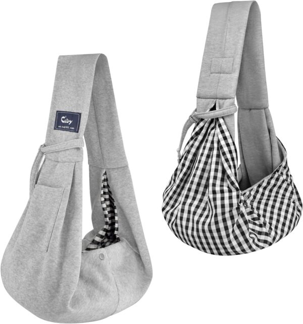 CUBY Dog and Cat Sling Carrier - Hands Free Reversible Pet Papoose Bag - Soft Pouch and Tote Design - Suitable for Puppy, Small Dogs Cats Outdoor (Classic Grey) - Image 7