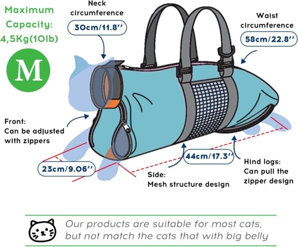 Cinf Cat Nail Clipping Cleaning Grooming Restraint Bag （Free Muzzle） No Scratching Biting for Bathing Nail Trimming Injecting Examining - Image 5