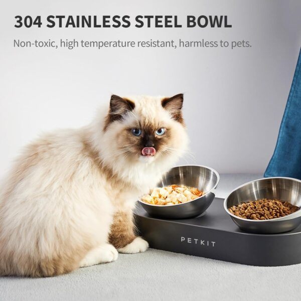 PETKIT Raised Dog Cat Food Bowl 304 Stainless Steel, Elevated Pet Food and Water Bowl Dishes, Elevated Cat Bowls, Non-Slip Tilted Cat Bowl No Spill - Image 2