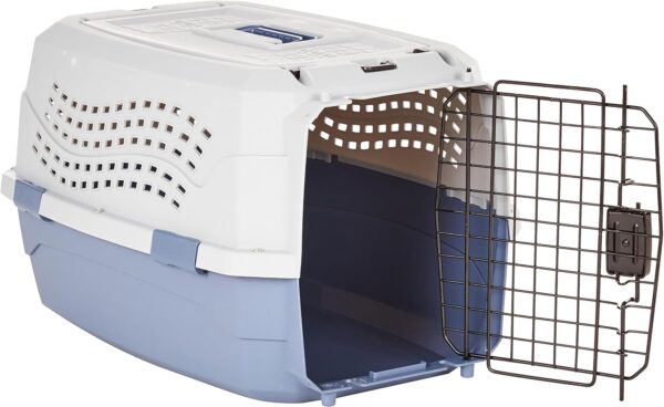 Amazon Basics - 2-Door Top-Load Hard-Sided Dogs, Cats Pet Travel Carrier, Gray & Blue, 22.8"L x 15.0"W x 13.0"H - Image 5