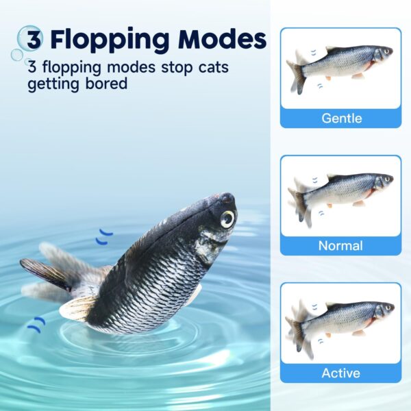 Potaroma Cat Toys Flopping Fish with SilverVine and Catnip, Moving Cat Kicker, Floppy Wiggle Fish for Small Dogs, Interactive Motion Kitten Exercise Toys, Mice Animal Toys 10.5" - Image 3