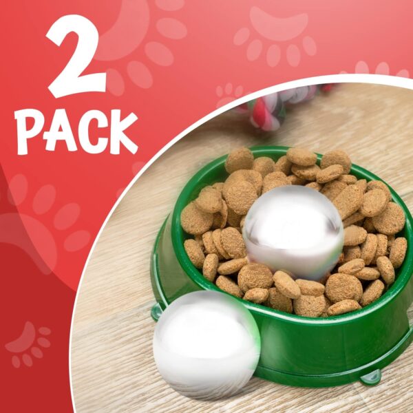 Evergreen Pet Supplies [2 Pack] Metal Ball Dog Pacer - Help Your Pup Stop Gulping with Slow Feed Dog Ball for Dog Bowl - Stainless Steel Slow Feed Ball to Slow Dog Eating - Large - 3.5" Diameter - Image 4