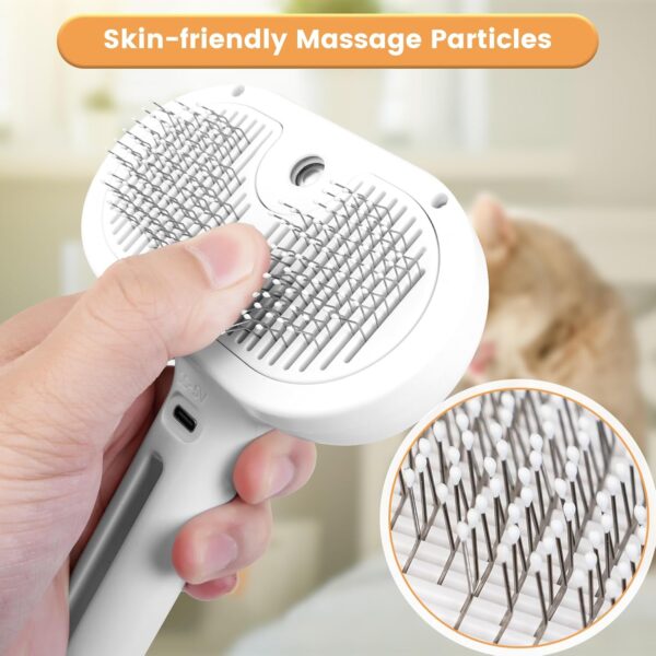 Cat Steam Brush New Steamy Cat Brush - 3 in 1 Cat Hair Brush with Release Button Self Clean Cat Brush with Spary Mist for Cats Dogs Pets Hair Removal - Image 4