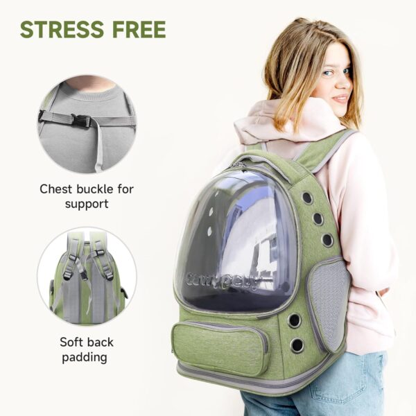 Cat Backpack Carrier, Breathable Cat Carrier Large Space Bubble Pet Backpack for Kitty Small Dog up to 15lbs, Transparent & Foldable Pet Carrier for Travel Hiking - Image 4