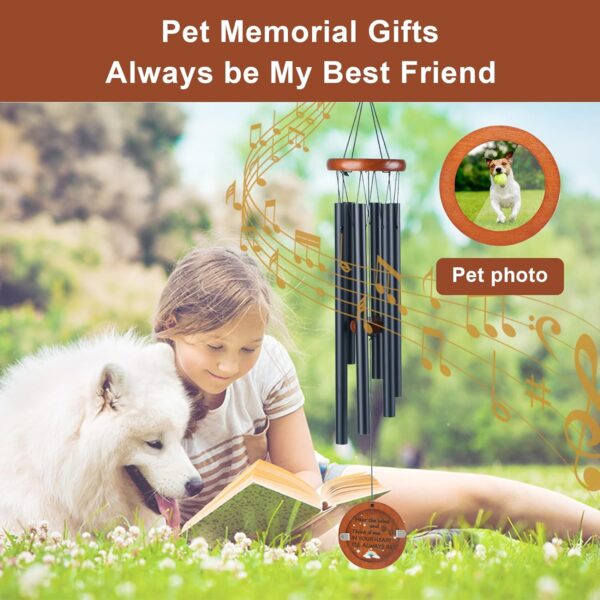 Pet Memorial Wind Chime - Loss of Dog Sympathy Gift, Dog Passing Away Remembrance Gifts with Picture Frame, Pawprint Keyring & Rainbow Bridge Card Gifts - Image 5