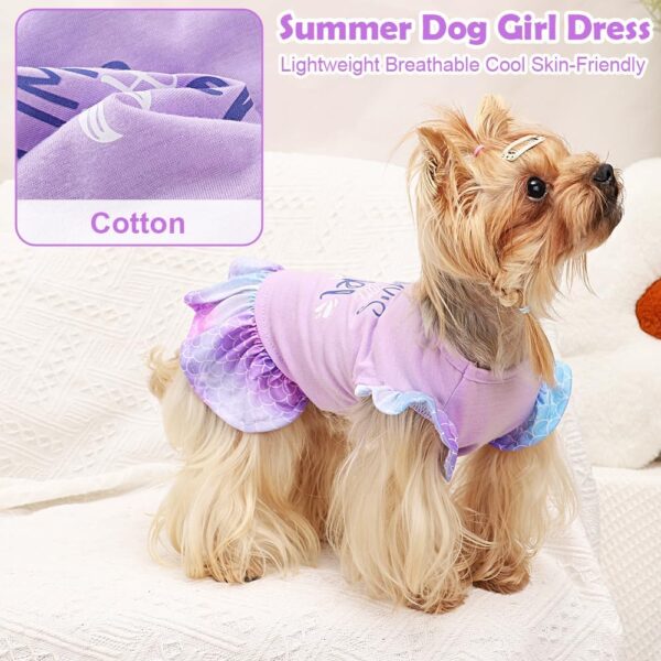 Yikeyo Dog Clothes Girl Dog Dress Small Dogs Puppy Dresses Pet Dress Shirt Female Yorkie Chihuahua Cat Apparel Birthday Party Costume Mermaid Princess Outfit(Purple，XS) - Image 2