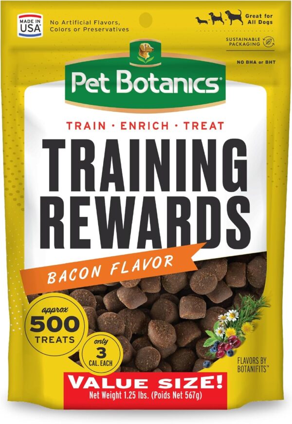 Pet Botanics Training Rewards Treats for Dogs, Made with Real Pork Liver, Focuses, Motivates, Rewards, Speeds Up Learning Curve, No BHA, BHT, Ethoxyquin, Bacon, 20 oz (1 pack)