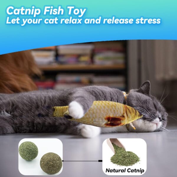 Cat Toys 27 Packs Combo Set, Cat Catnip Fish and Ball Toy, Cat Bell Balls Crinkle Balls, Cat Spring Toys, Plush Mices Attract Cats to Swat, Bite, Hunt, Interactive Toys - Image 3