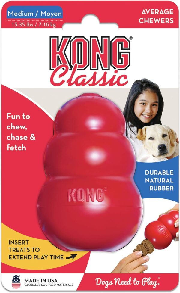 KONG Classic Stuffable Dog Toy - Fetch & Chew Toy for Dogs - Treat-Filling Capabilities & Erratic Bounce for Extended Play Time - Durable Natural Rubber Material - for Medium Dogs - Image 8