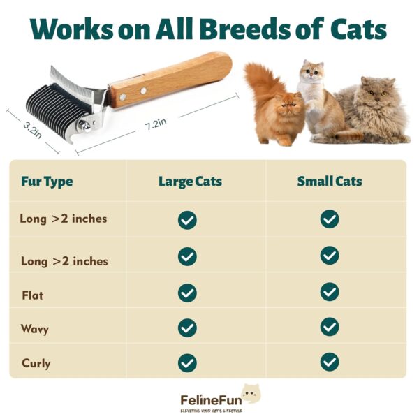 2 in 1 Cat Brush for Dematting & Deshedding, Cat Matted Fur Remover & Undercoat Rake, Efficiently Remove Loose Hair & Matted Fur,Professional Shedding Comb for Indoor Cats & Long Haired Cats - Image 8