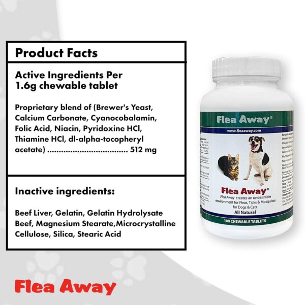 All Natural Supplement for Fleas, Ticks, and Mosquitos Prevention for Dogs and Cats, 100 Chewable Treat Tablets, Single - Image 8