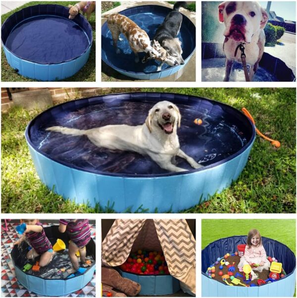 Jasonwell Foldable Dog Pet Bath Pool Collapsible Dog Pet Pool Bathing Tub Kiddie Pool Doggie Wading Pool for Puppy Small Medium Large Dogs Cats and Kids 32" Blue - Image 7