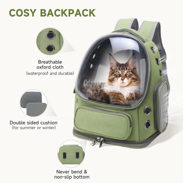 Cat Backpack Carrier, Breathable Cat Carrier Large Space Bubble Pet Backpack for Kitty Small Dog up to 15lbs, Transparent & Foldable Pet Carrier for Travel Hiking - Image 5