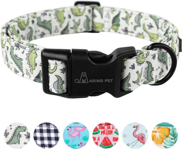 ARING PET Dinosaur Dog Collar-Cute Dog Collar for Small Dogs, Adjustable Comfortable Cotton Boy Dog Collars for Small Medium Large Dogs, X-Small